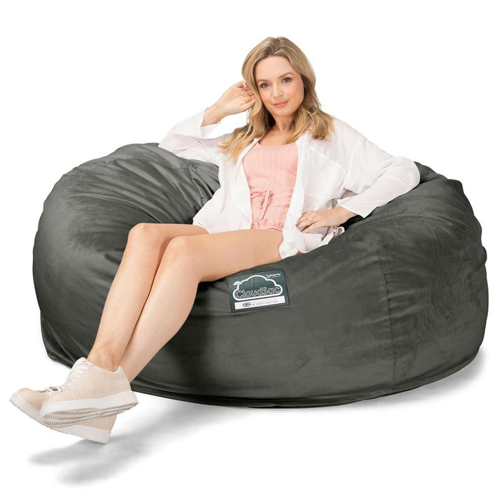 Sofa pufa piankowa gigant CloudSac 1010 XXL - Aksamit Grafit szarość 01