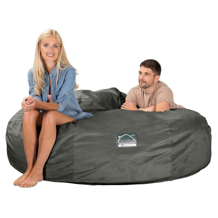 Sofa pufa piankowa typu king size CloudSac 3000 XXL - Aksamit Grafit szarość 05