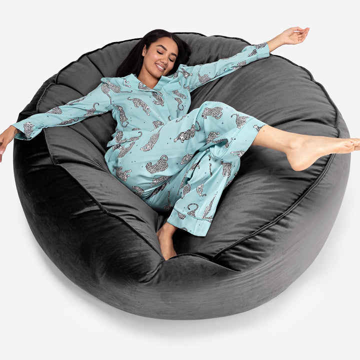Sofa pufa XXL Mega Mammoth - Aksamit Grafit szarość 01
