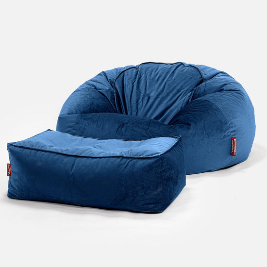 Klasyczna sofa pufa - Aksamit Granat 02