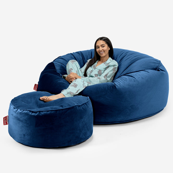 Sofa pufa XXL Mega Mammoth - Aksamit Granat 02