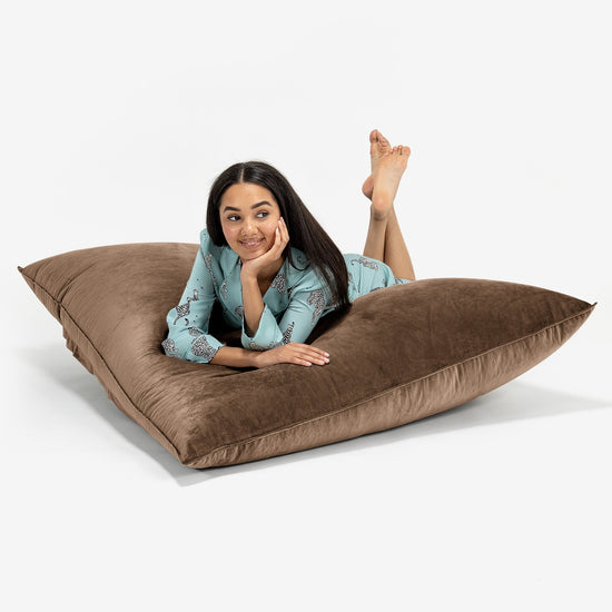 Bardzo duża pufa XXL - Aksamit Kawowy 03