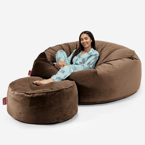 Sofa pufa XXL Mega Mammoth - Aksamit Kawowy 02
