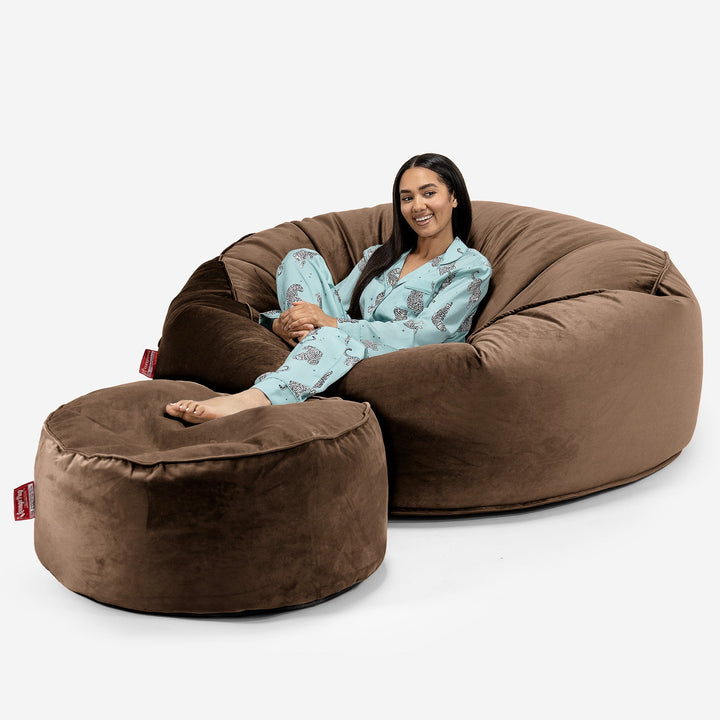 Sofa pufa XXL Mega Mammoth - Aksamit Kawowy 02