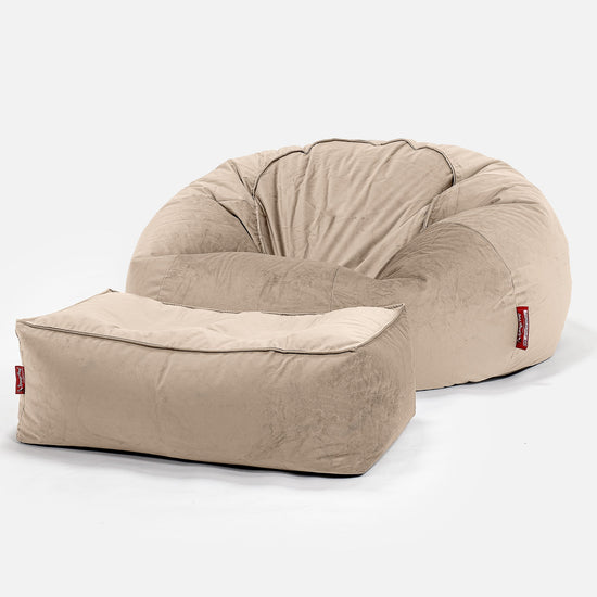 Klasyczna sofa pufa - Aksamit Mysi 02