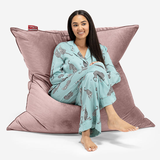 Bardzo duża pufa XXL - Aksamit Róż 02