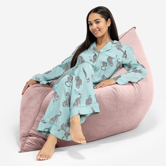 Bardzo duża pufa XXL - Aksamit Róż 04