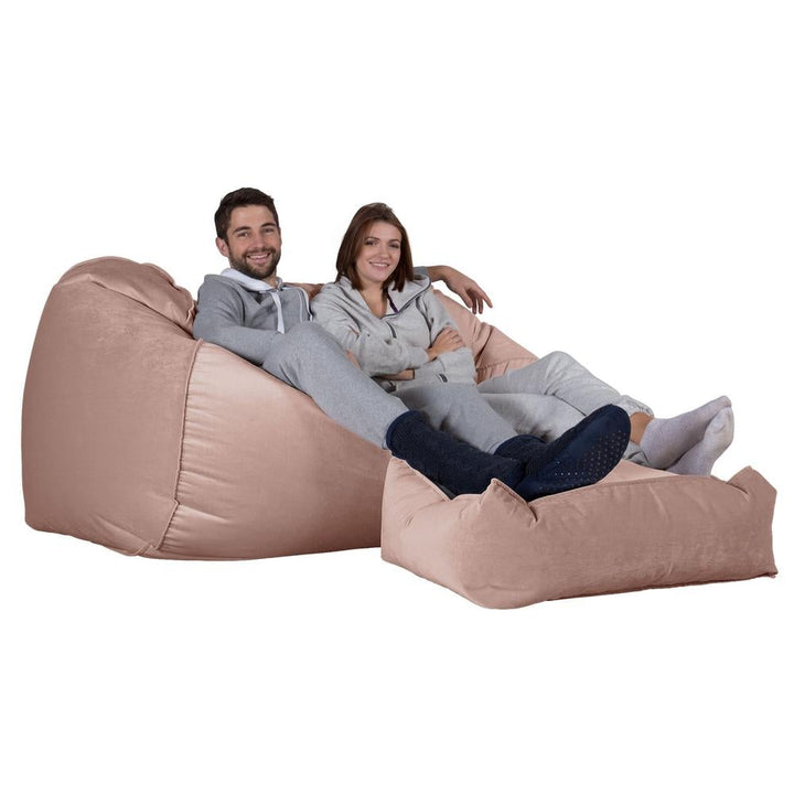 Olbrzymia sofa pufa - Aksamit Róż 01