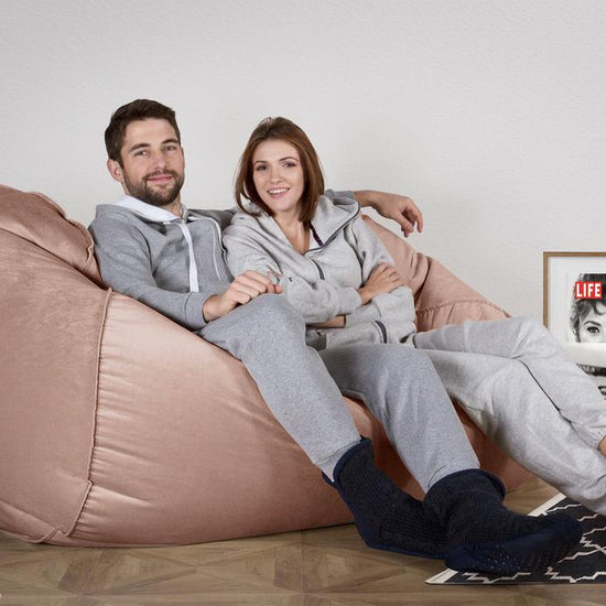 Olbrzymia sofa pufa - Aksamit Róż 02