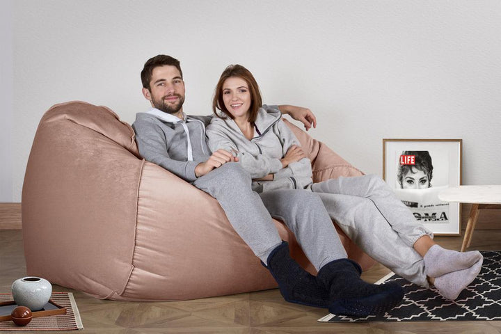 Olbrzymia sofa pufa - Aksamit Róż 02