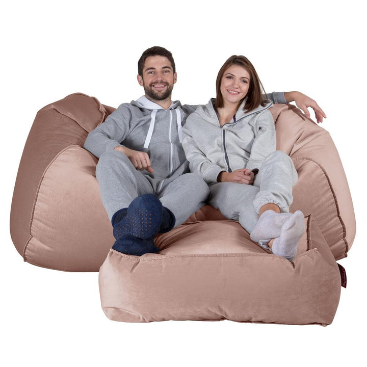 Olbrzymia sofa pufa - Aksamit Róż 03