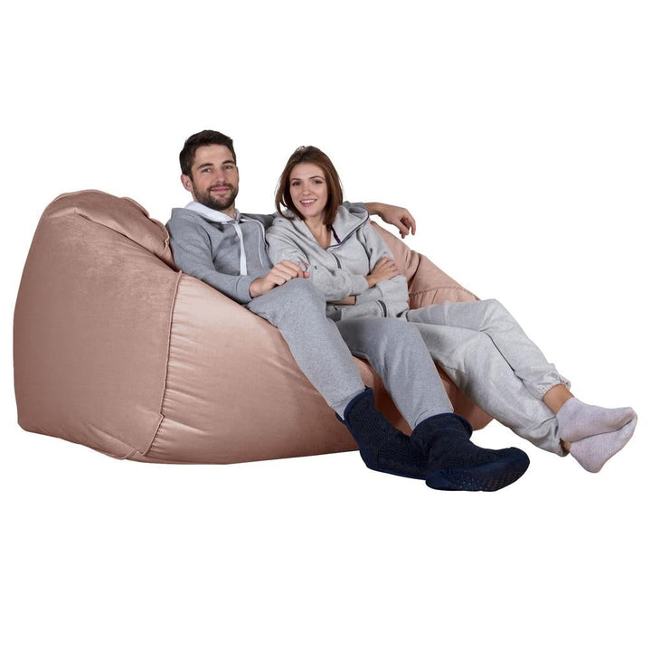 Olbrzymia sofa pufa - Aksamit Róż 04