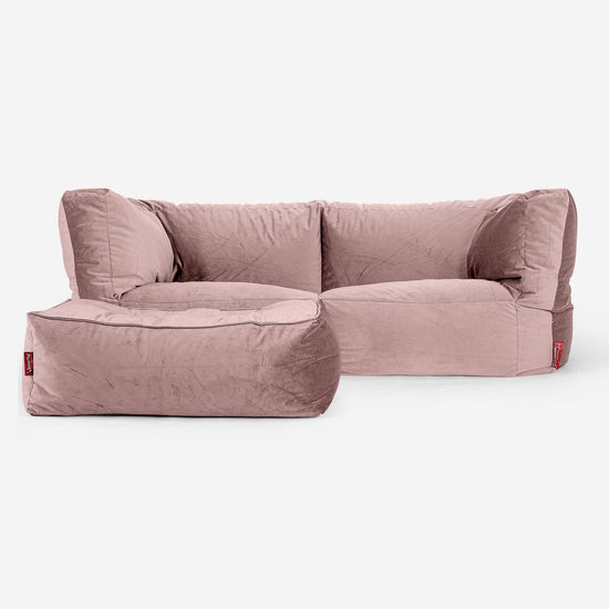 Sofa 2-osobowa pufa Albert - Aksamit Róż 02