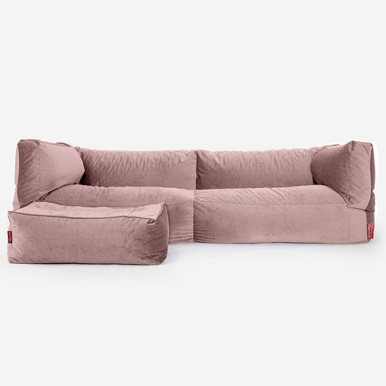Sofa 3-osobowa pufa Albert - Aksamit Róż 02