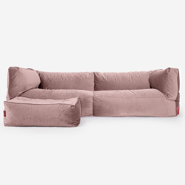 Sofa 3-osobowa pufa Albert - Aksamit Róż 02
