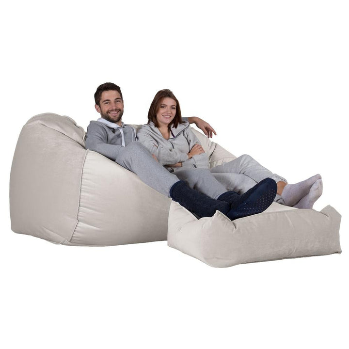 Olbrzymia sofa pufa - Aksamit Srebro 01