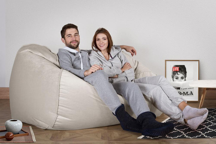 Olbrzymia sofa pufa - Aksamit Srebro 02