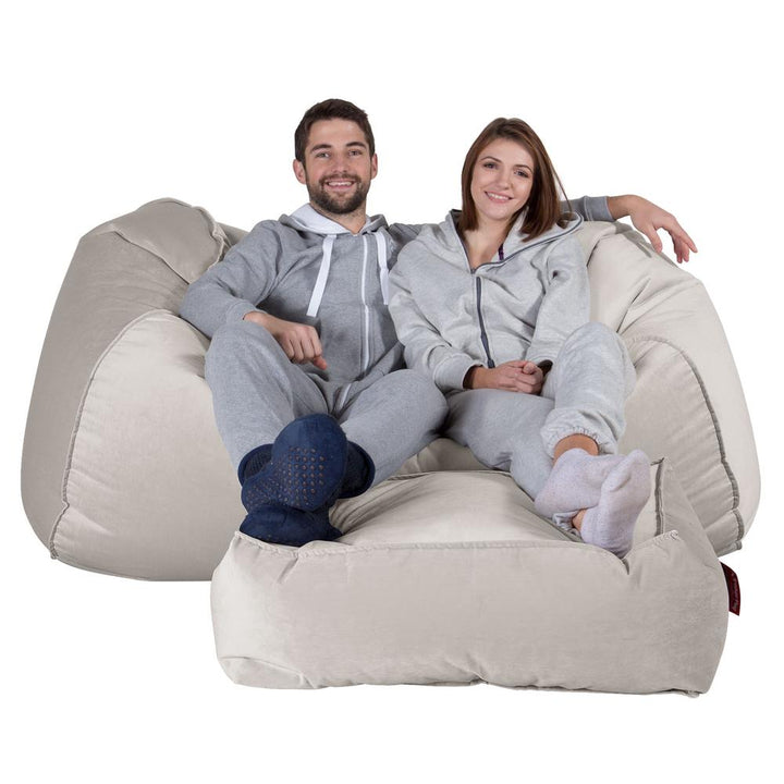Olbrzymia sofa pufa - Aksamit Srebro 03