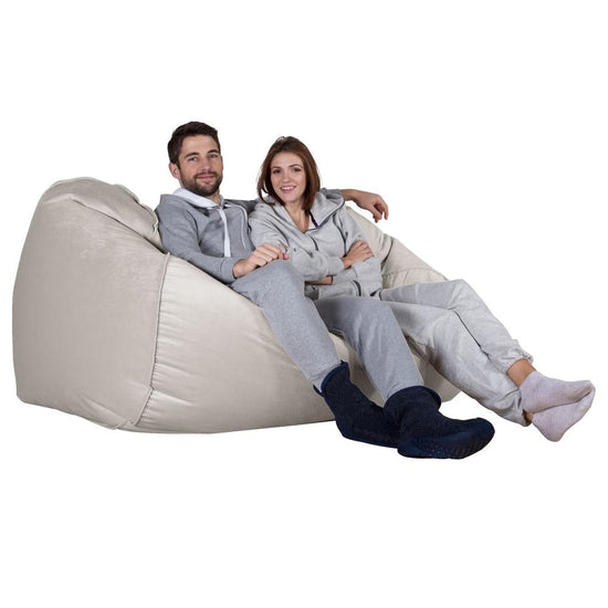 Olbrzymia sofa pufa - Aksamit Srebro 04