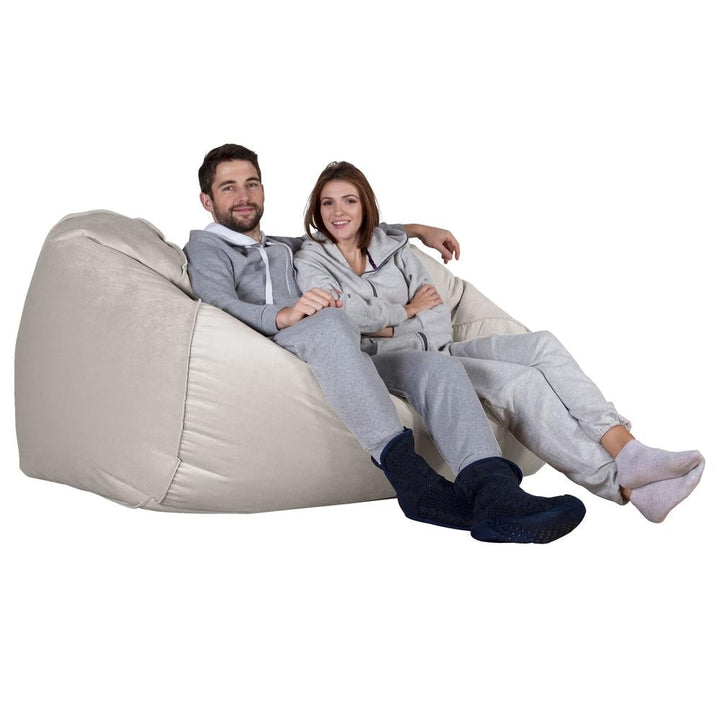 Olbrzymia sofa pufa - Aksamit Srebro 04