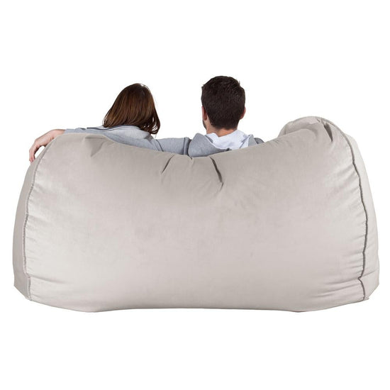 Olbrzymia sofa pufa - Aksamit Srebro 05