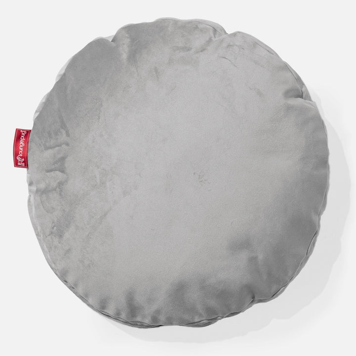 Poduszka ozdobna okrągła 50cm - Aksamit Srebro 01