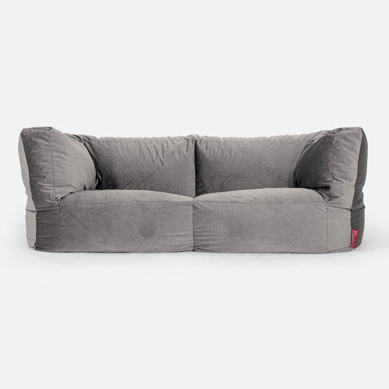 Sofa 2-osobowa pufa Albert - Aksamit Srebro 01