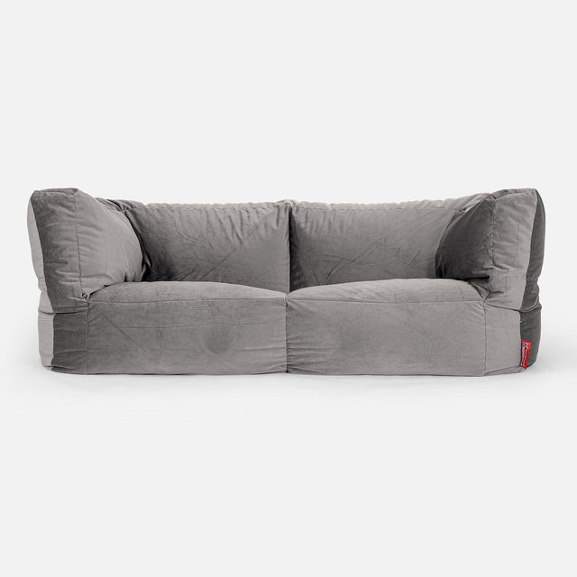Sofa 2-osobowa pufa Albert - Aksamit Srebro 01