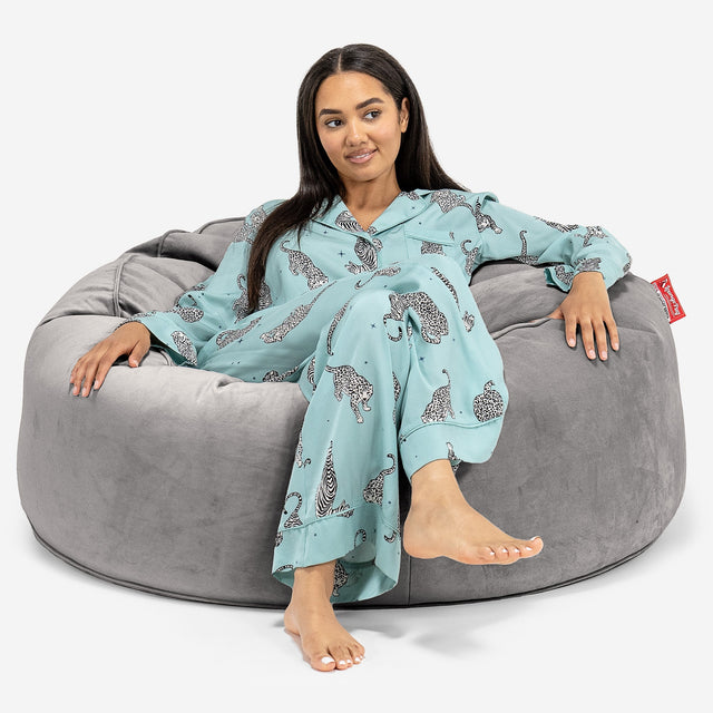 Sofa pufa Mammoth - Aksamit Srebro 01