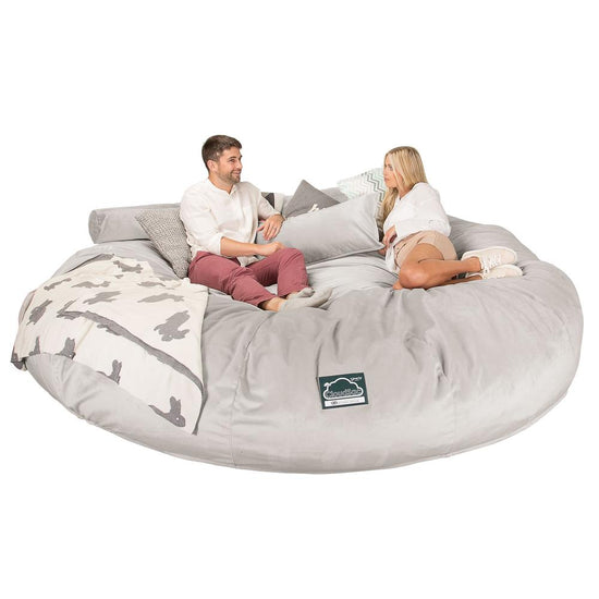 Sofa pufa piankowa CloudSac 5000 XXXXXL Titanic - Aksamit Srebro 04