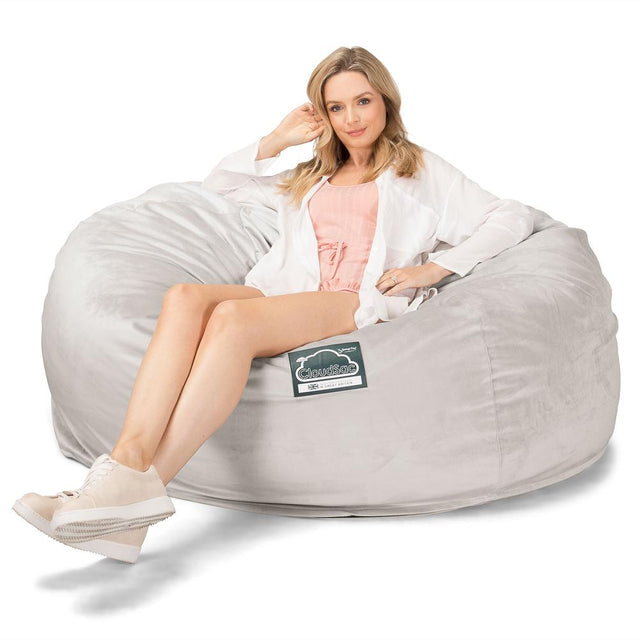 Sofa pufa piankowa gigant CloudSac 1010 XXL - Aksamit Srebro 01