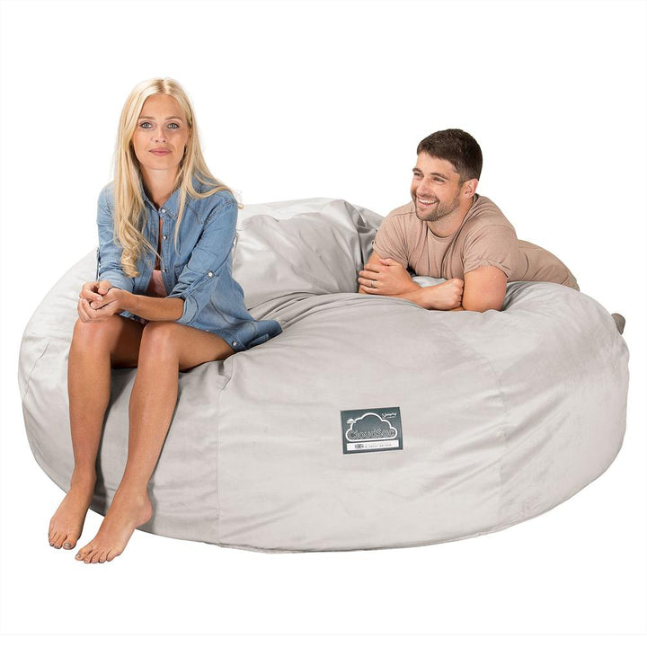 Sofa pufa piankowa typu king size CloudSac 3000 XXL - Aksamit Srebro 01