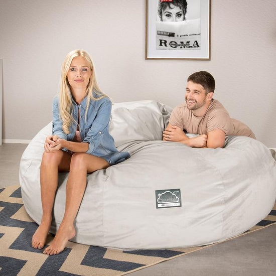 Sofa pufa piankowa typu king size CloudSac 3000 XXL - Aksamit Srebro 02