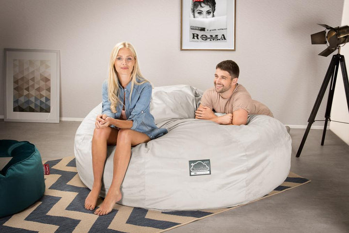 Sofa pufa piankowa typu king size CloudSac 3000 XXL - Aksamit Srebro 02