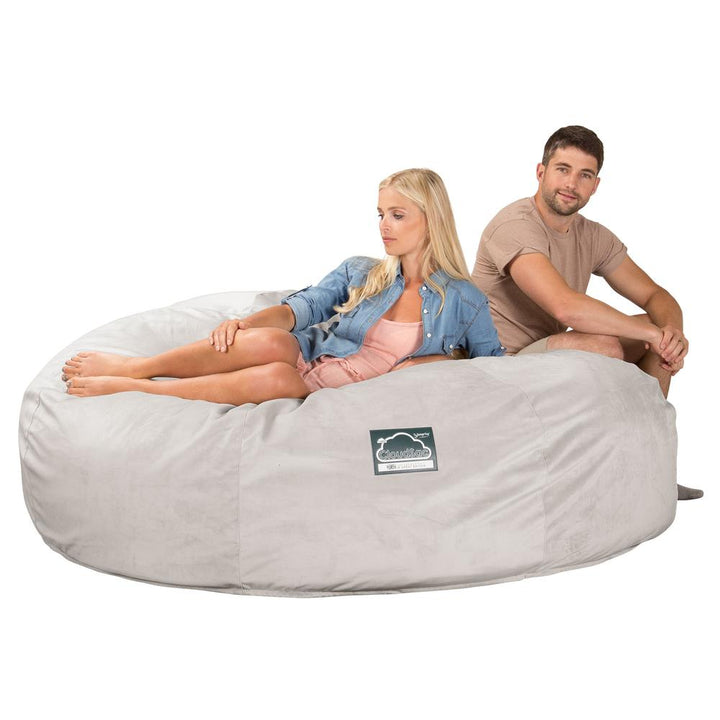 Sofa pufa piankowa typu king size CloudSac 3000 XXL - Aksamit Srebro 05