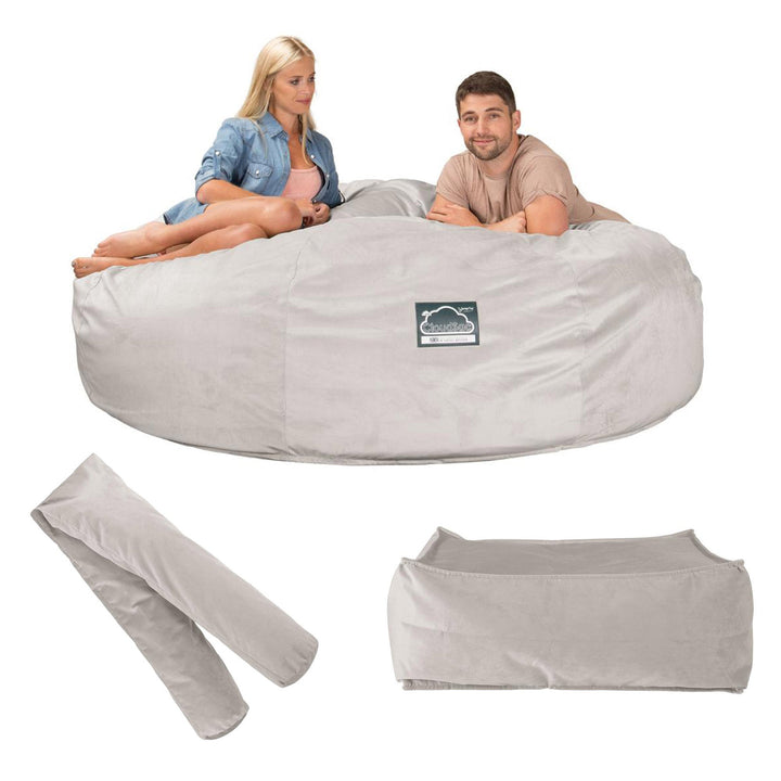 Sofa pufa piankowa typu king size CloudSac 3000 XXL - Aksamit Srebro 09