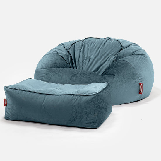 Klasyczna sofa pufa - Aksamit Turkus 02