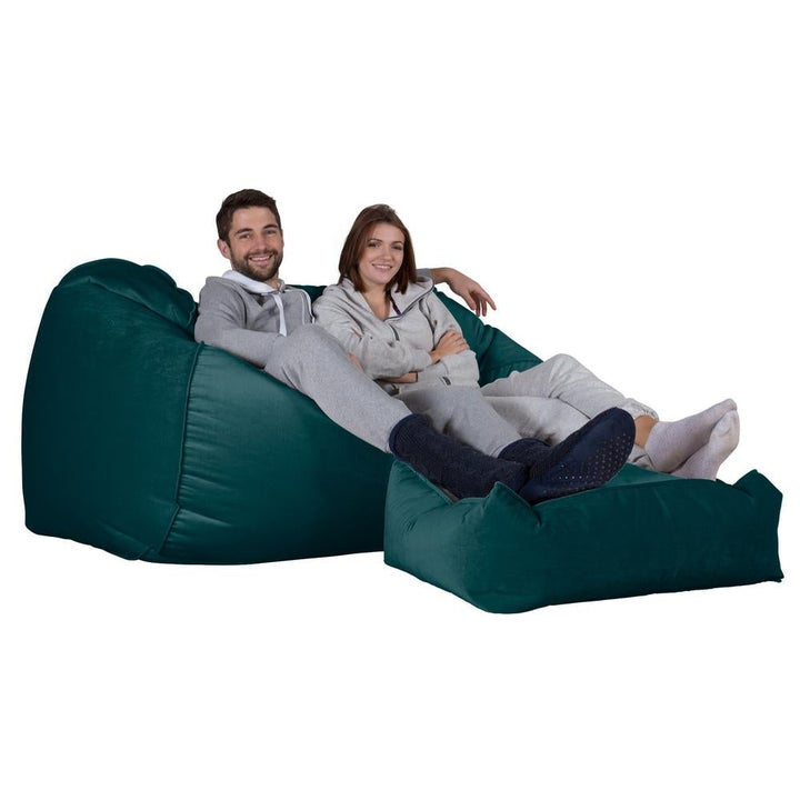 Olbrzymia sofa pufa - Aksamit Turkus 01