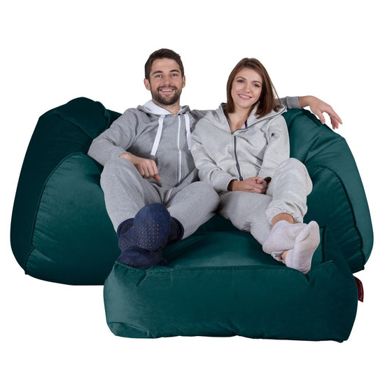 Olbrzymia sofa pufa - Aksamit Turkus 02