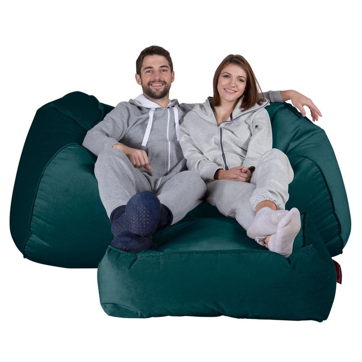 Olbrzymia sofa pufa - Aksamit Turkus 02