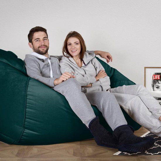 Olbrzymia sofa pufa - Aksamit Turkus 05