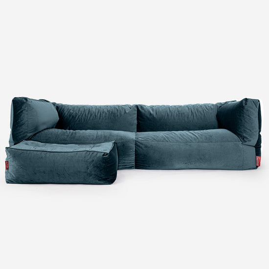 Sofa 3-osobowa pufa Albert - Aksamit Turkus 02