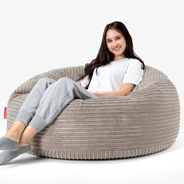 Sofa pufa Mammoth - Klasyczny sztruks Beżowa szarość 02