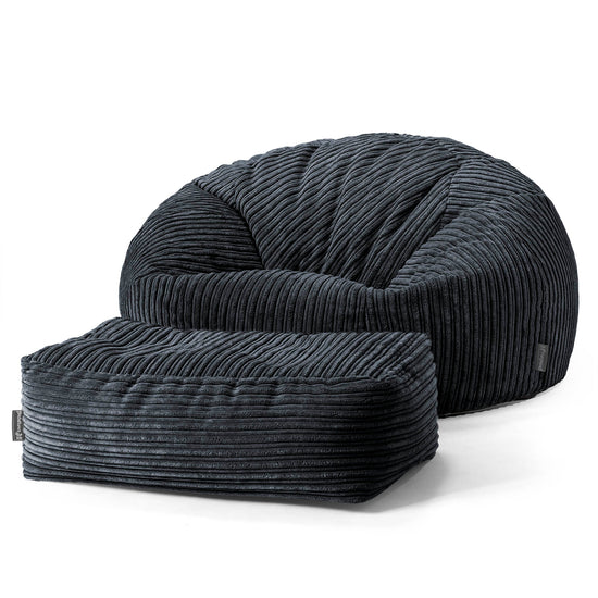 Klasyczna sofa pufa - Klasyczny sztruks Czerń 02