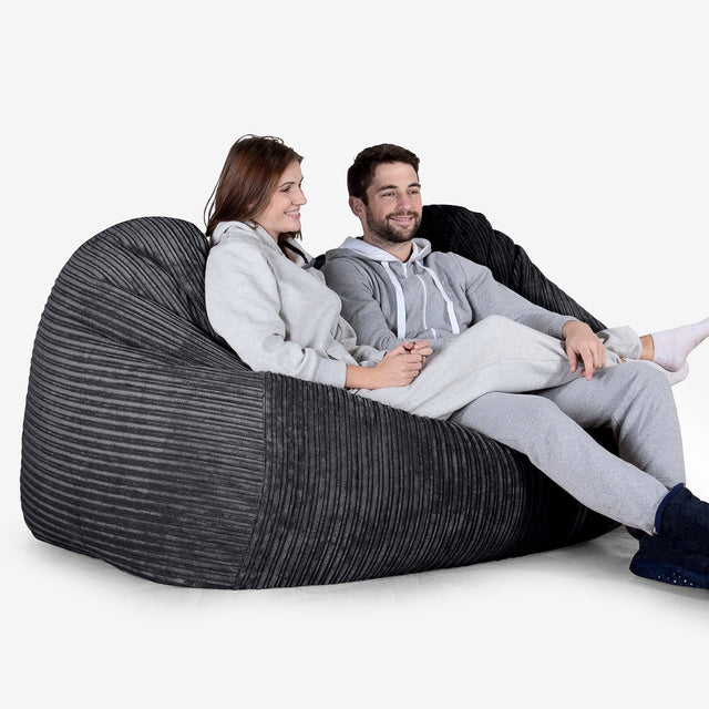 Olbrzymia sofa pufa - Klasyczny sztruks Czerń 02