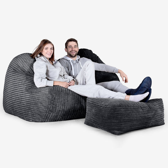 Olbrzymia sofa pufa - Klasyczny sztruks Czerń 03
