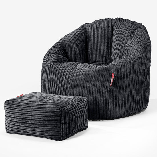 Siedzisko pufa worki sako Cuddle Up - Klasyczny sztruks Czerń 02