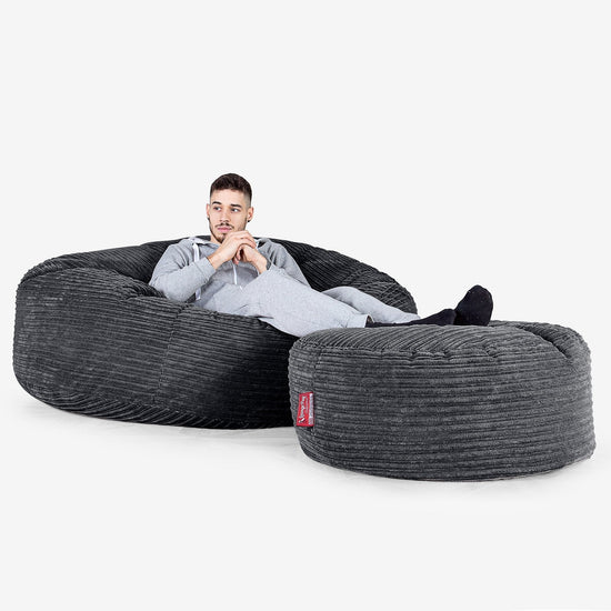 Sofa pufa XXL Mega Mammoth - Klasyczny sztruks Czerń 02