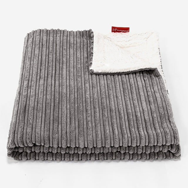 Narzuta / koc Sherpa - Klasyczny sztruks Grafit szarość 01