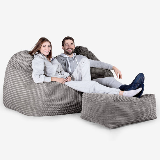 Olbrzymia sofa pufa - Klasyczny sztruks Grafit szarość 03
